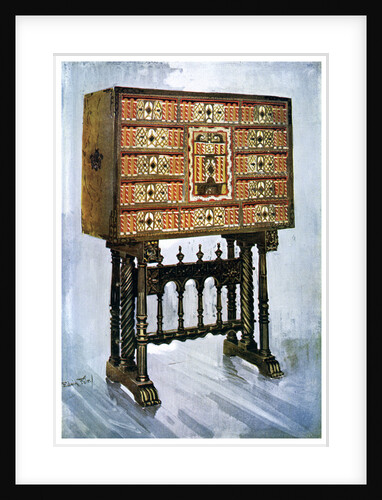 Vargueno cabinet of chestnut, ivory and other materials by Edwin Foley