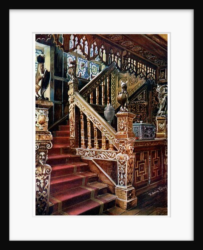 Carved oaken stairway, Godinton by Edwin Foley