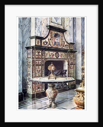 Chimneypiece and table in coloured Florentine mosaic by Edwin Foley