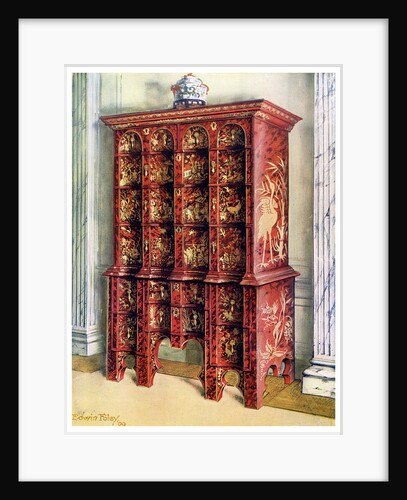 Red and gilt lacquer double chest of drawers by Edwin Foley