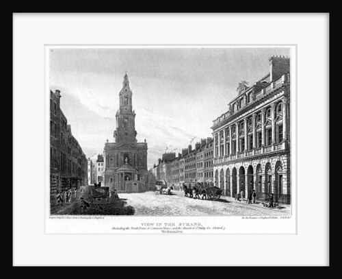 View of the Strand, Westminster, London by H le Keux