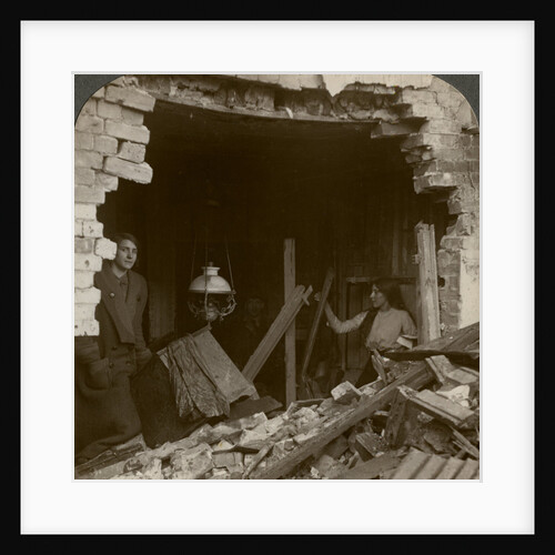 The damage done by a German Zeppelin bomb, World War I by Realistic Travels Publishers