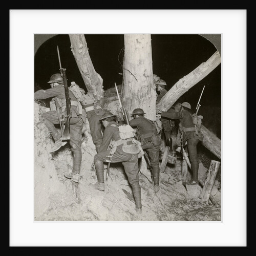 Soldiers leaving a trench for a night raid at Messines, Belgium, World War I by Realistic Travels Publishers