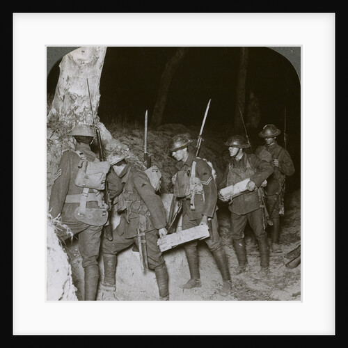 Troops on a night raid leave by a sap for the enemy lines by Realistic Travels Publishers