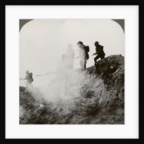 British soldiers advancing under cover of gas and smoke, France, World War I by Realistic Travels Publishers