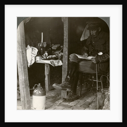 Staff officer in a dugout studying details before an offensive, World War I by Realistic Travels Publishers