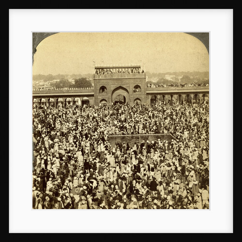 'In the Court of the Jumma Mosque during the Annual Fast', Delhi, India by Underwood & Underwood