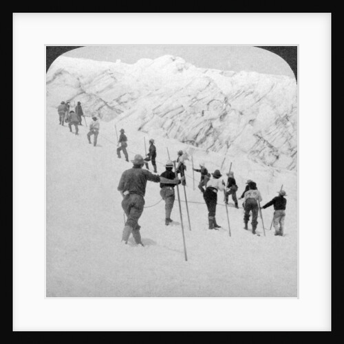 Ascending a steep snowfield, Stevens Glacier, Mount Rainier, Washington, USA by Underwood & Underwood