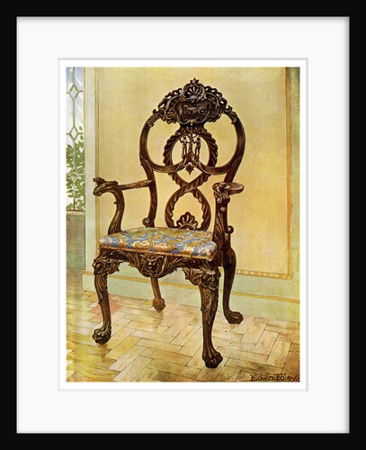 Carved early Chippendale chairman's chair by Edwin Foley