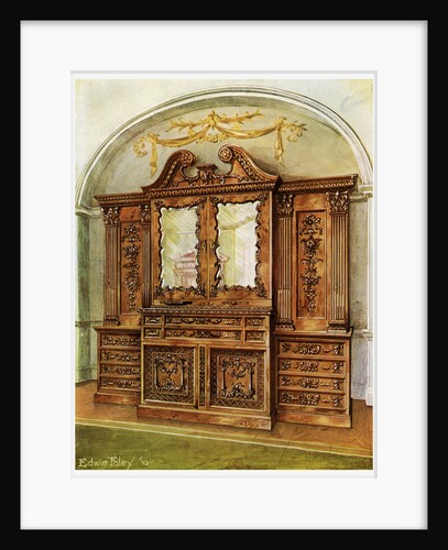 Carved enclosed mahogany bookcase, style of Chippendale, French influence by Edwin Foley
