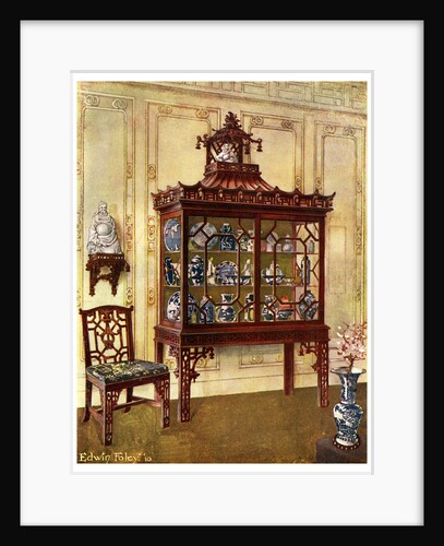 Carved china case in Chippendale's Chinese manner by Edwin Foley