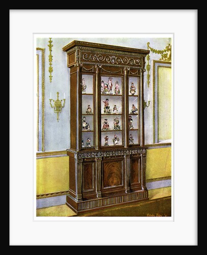 Carved mahogany china case influenced by the Adam Brothers by Edwin Foley