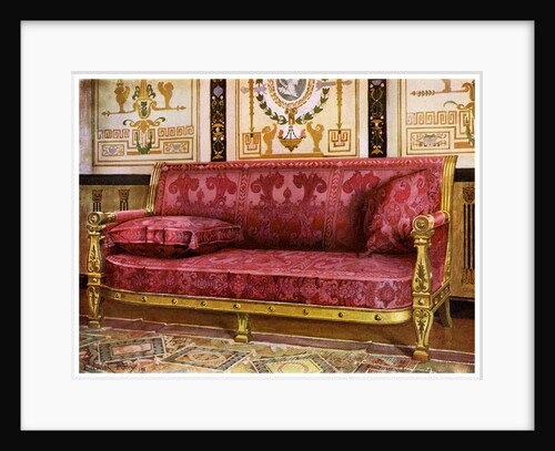 Carved gilt couch covered in rose Brocade de Lyon by Edwin Foley
