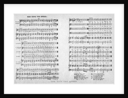 'God Save the Queen', sheet music by Anonymous