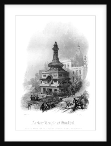 Ancient Temple at Kunkhul, With a Madrissa or Ancient College in the Background by Finden