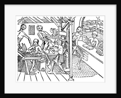 Printworkers harrassed by skeletons by Anonymous