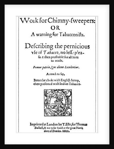 Title page of Work for Chimney Sweepers or A Warning for Tobacconists by Anonymous