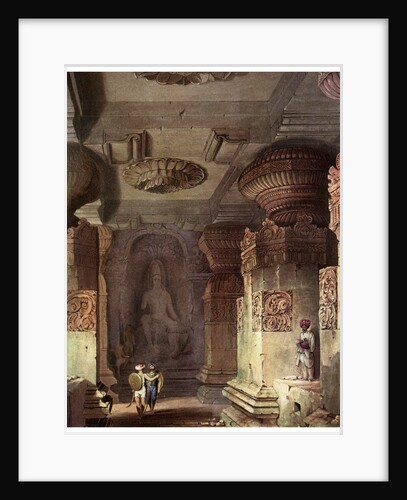 Interior of a cave temple, Ellora, Maharashtra, India by Anonymous