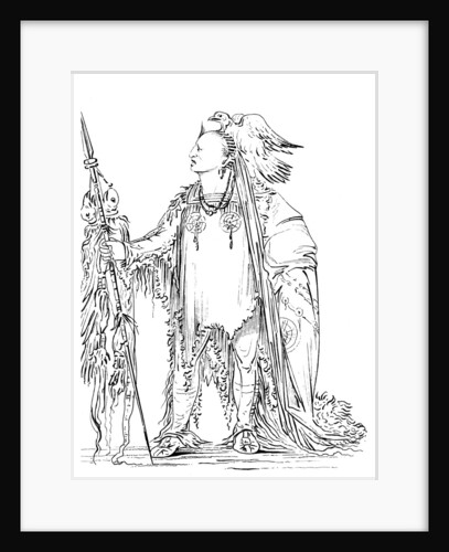 'He Who Ties His Hair Before', Native American Male of the Minataree tribe by Myers and Co