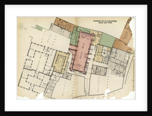 Plan of Guildhall and its surroundings, City of London by Anonymous