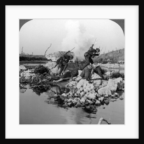 British soldiers in action at the Crozat Canal, France, World War I by Realistic Travels Publishers