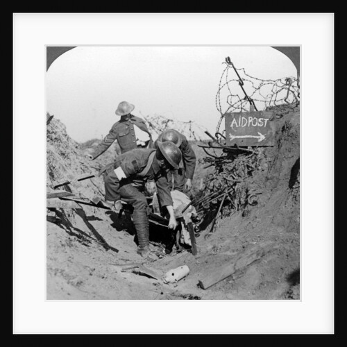 Carrying a wounded soldier to a first aid post, Passchendaele, Belgium, World War I by Realistic Travels Publishers