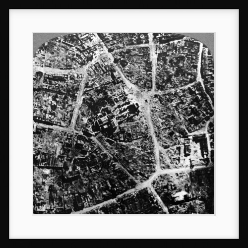 Aerial view of the ruins of the town and basilica of Albert, France, World War I by Realistic Travels Publishers