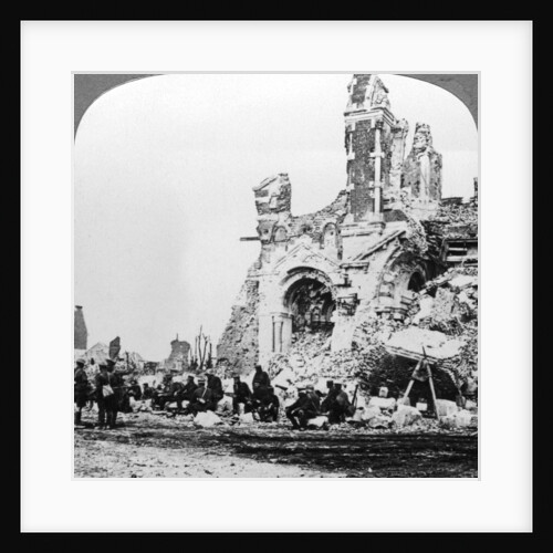 German prisoners of war beside the ruins of the basilica of Albert, France, World War I by Realistic Travels Publishers
