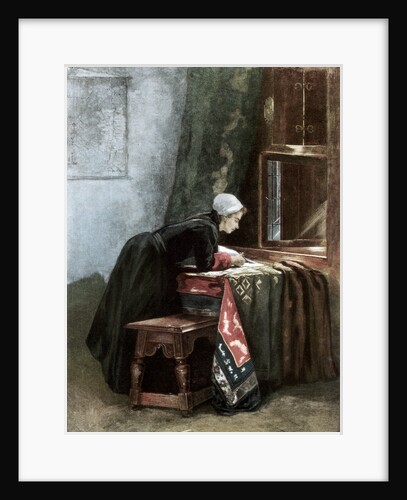 A Dutchwoman Cutting Cloth by Anonymous