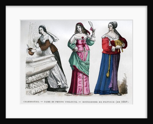 Chambermaid, lady and provincial bourgeoise lady by Tamisier