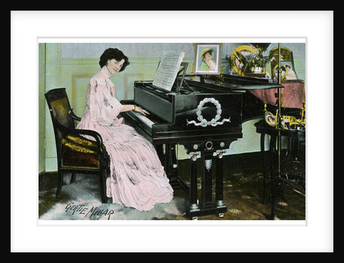 Gertie Millar, British actress and singer, playing the piano by Anonymous