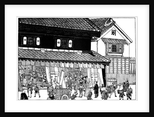 Merchant's store and fireproof warehouse, Edo period, Japan by Anonymous