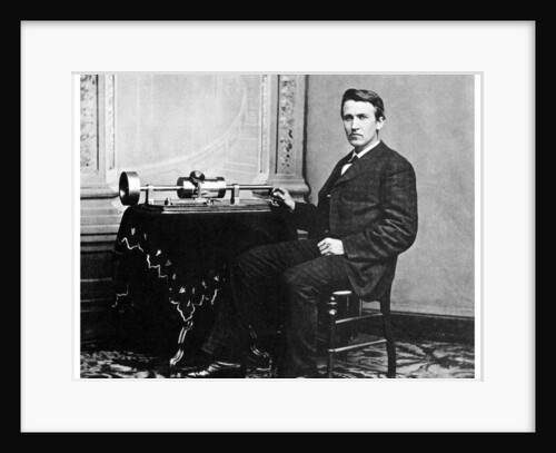 Thomas Alva Edison, American inventor, with his phonograph by Anonymous