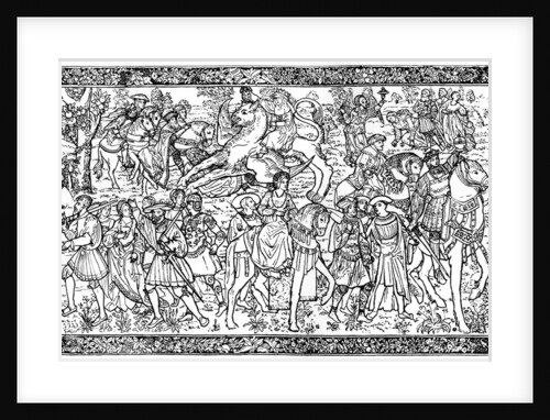 Historical and allegorical figures, tapestry at Hampton Court Palace, Richmond, London by Anonymous