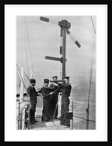 Signalling by semaphore on board HMS Camperdown by Gregory & Co