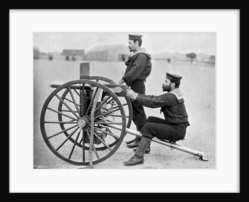 Royal Navy Maxim gun practice at Whale island, Portsmouth, Hampshire by Gregory & Co