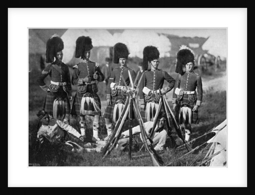 A camp guard of the Seaforth Highlanders at the New Forest manoeuvres, Hampshire by Gregory & Co