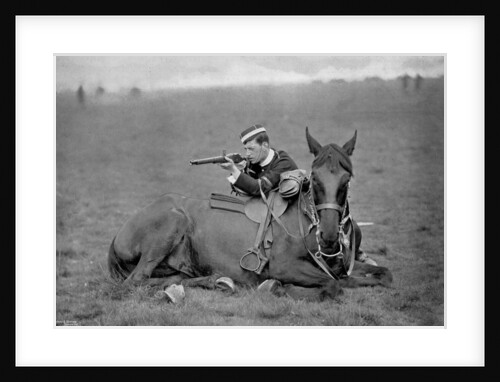 A dismounted lancer at a skirmishing display by Gregory & Co