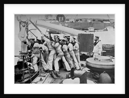 Raising the anchor on the forecastle of the battleship HMS Majestic by Gregory & Co