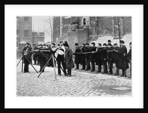 Army reserve men at musketry drill at the Tower of London by W Gregory