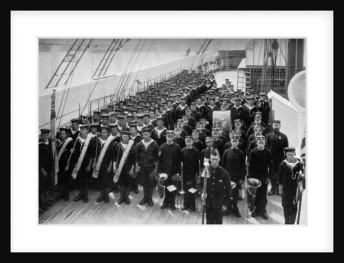 A marching out battalion parade on board the training ship HMS Lion by WM Crockett