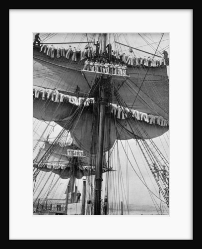 Reefing topsails on board the training ship HMS Impregnable, Devonport, Devon by WM Crockett