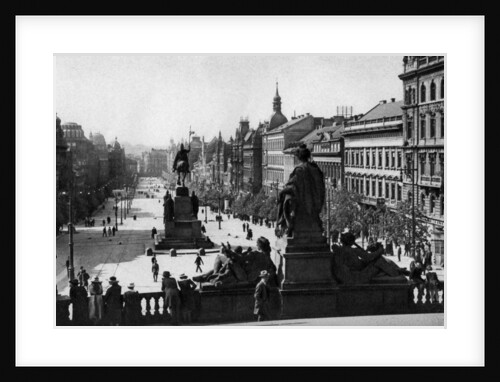 Wenceslas Square and statue of St Wenceslas, Prague, Czechoslovakia by D Heathcote