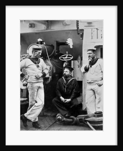 Three petty officers on board the cruiser HMS Theseus by Gregory & Co