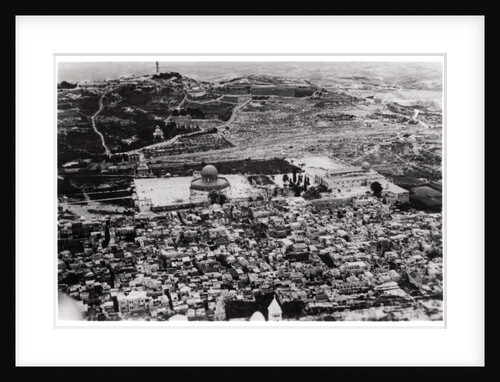 Aerial view of the Mosque of Omar, Jerusalem, Palestine, from a Zeppelin by Anonymous