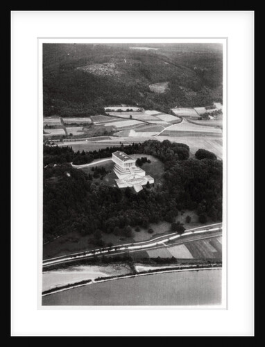 Aerial view of the Walhalla Temple, near Regensburg, Germany, from a Zeppelin by Anonymous