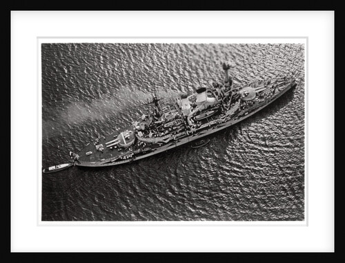 Aerial view of the German battleship SMS 'Schlesien', from a Zeppelin by Anonymous