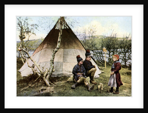 People with a traditional tent, Lapland, Sweden by Anonymous
