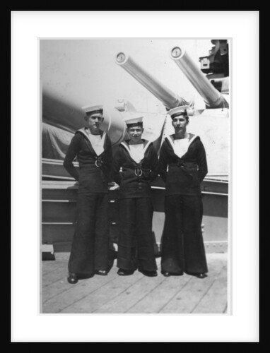 'Ted and pals', three Royal Navy sailors on board a warship by Anonymous