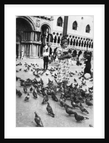 Woman surrounded by pigeons, St Mark's Square, Venice, Italy by Anonymous